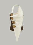 Asymmetrical Halter Top with Large Buttons and Adjustable Straps