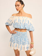 Floral Off-Shoulder Crop Top and Cinching Skirt Set for Women Summer