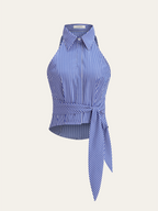 Striped Tie-Waist Crop Top for Casual Summer Wear