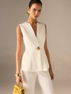 Single Button V-Neck Vest Elegant Layering Fashion Piece
