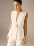 Single Button V-Neck Vest Elegant Layering Fashion Piece