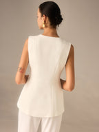 Single Button V-Neck Vest Elegant Layering Fashion Piece