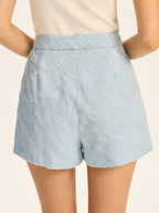 Textured Fabric Metal Button Mid-Waisted Shorts, Versatile Summer Casual Wear