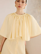 Cape-Sleeve Button-Front Mini Dress for Women Casual Daywear