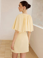 Cape-Sleeve Button-Front Mini Dress for Women Casual Daywear