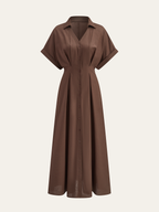 Pleated Button-Front Shirt Dress with Tie Waist Detail