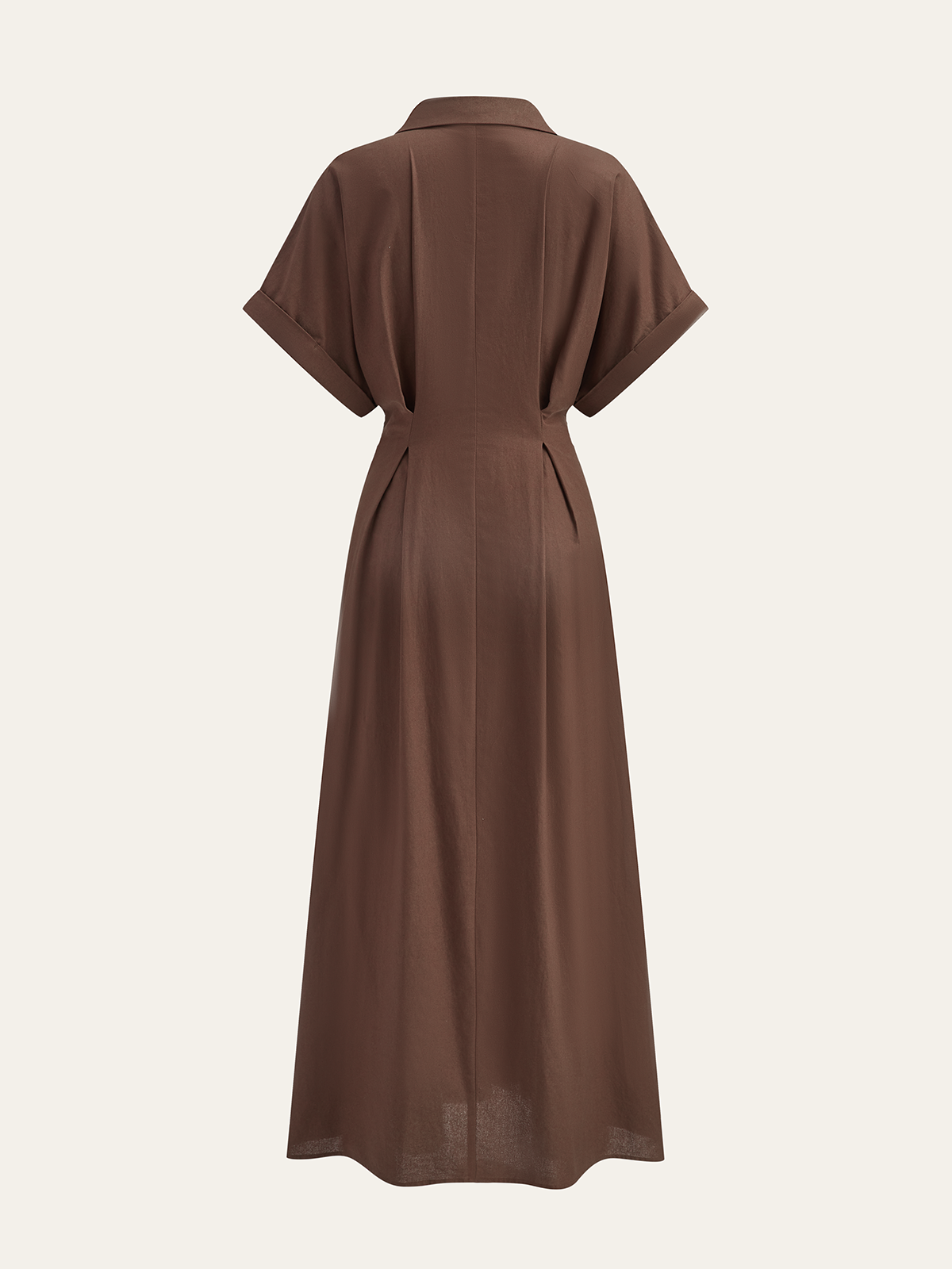 Pleated Button-Front Shirt Dress with Tie Waist Detail