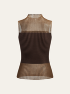 Mock Neck Sheer Paneled Sleeveless Top for Women Trendy Casual