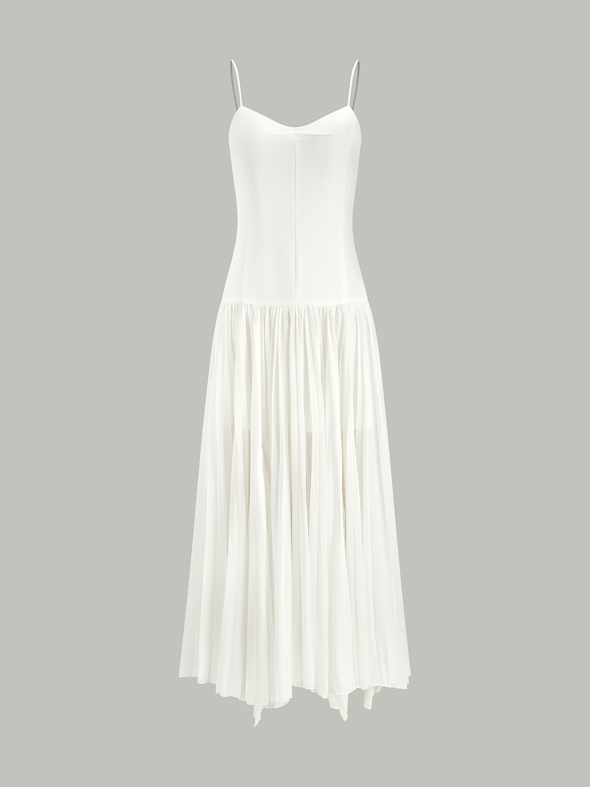 Semi-Sheer Pleated High-Low Maxi Dress for Women Elegant Evening Wear