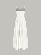 Semi-Sheer Pleated High-Low Maxi Dress for Women Elegant Evening Wear