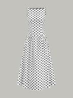 Polka Dot Sleeveless Midi Dress with Belted Waist