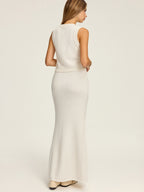 Textured Knit Maxi Skirt with Elastic Waistband