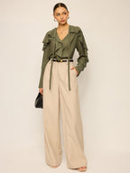 Neckline Tie Ruffled Blouse Elegant Women's Fashion Top