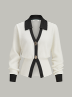 Contrast Trim Button Wool Blend Luxury Cardigan Sweater for Men