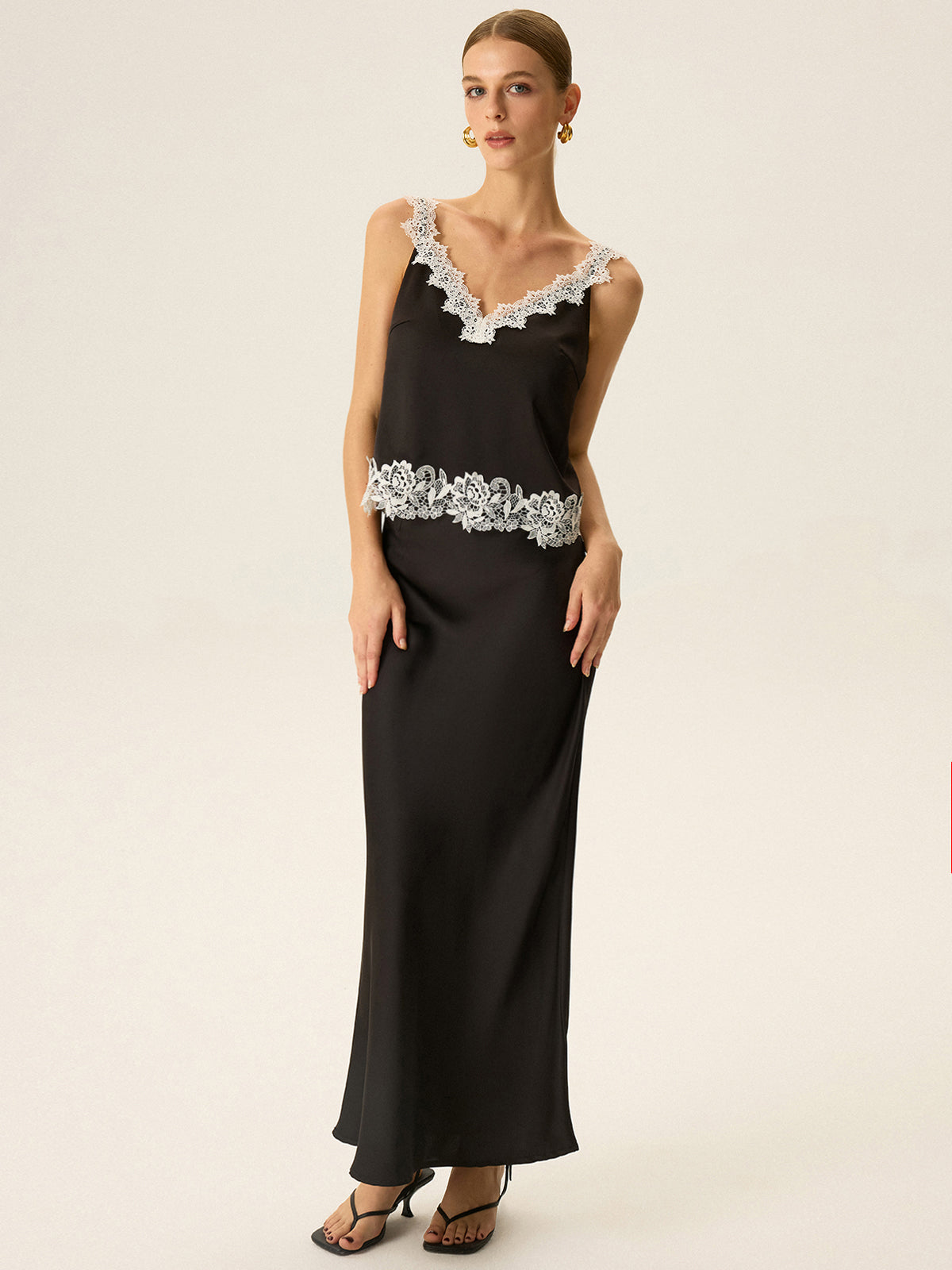 Semi-Sheer Lace Trim Cami Top Lightweight Sleeveless Blouse