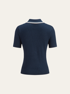 Plisse Lapel Knit Top Women's Elegant Blouse for Work