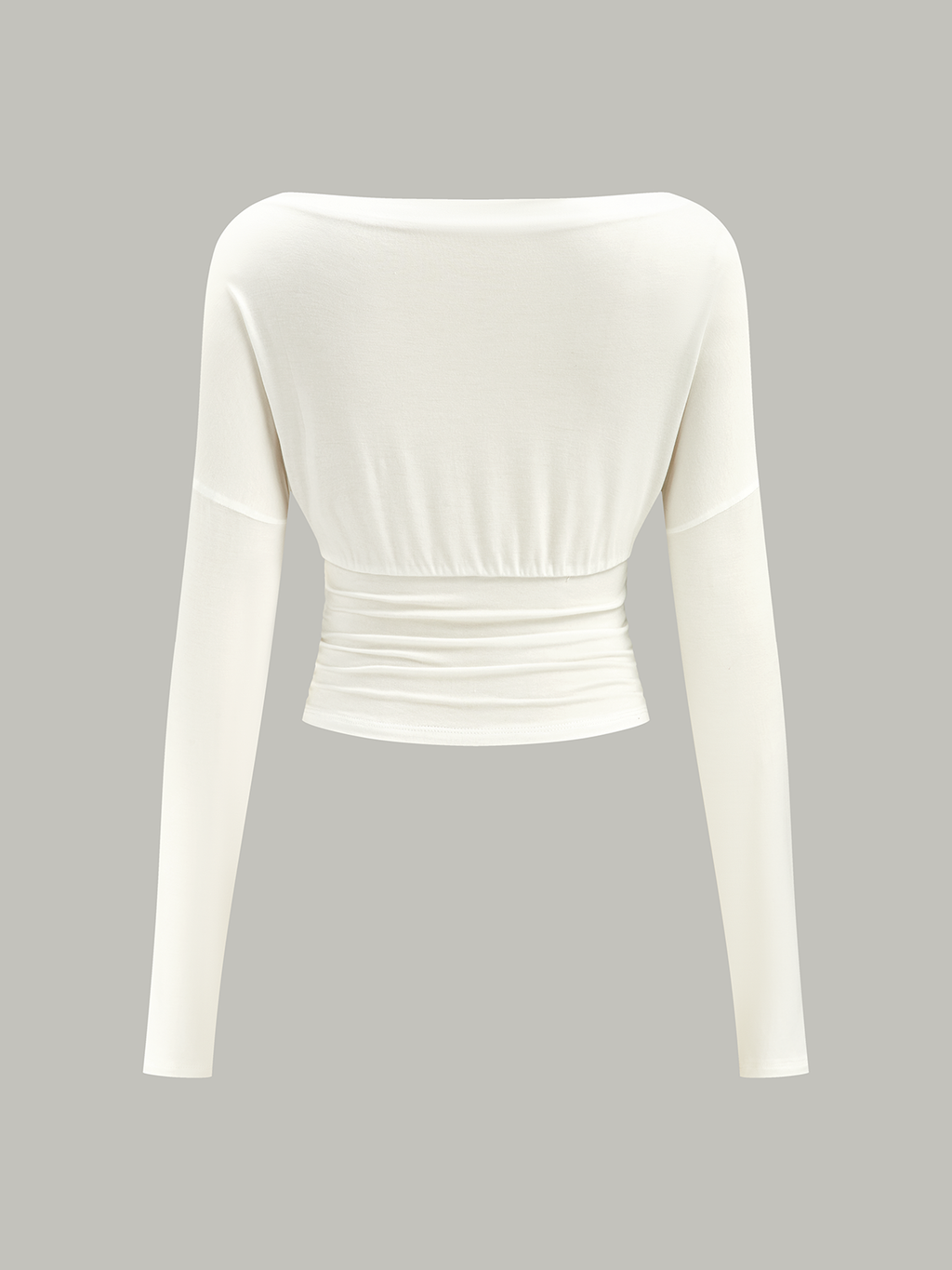 Semi-Sheer Ruched Waist Long-Sleeve Top for Women Casual Fit