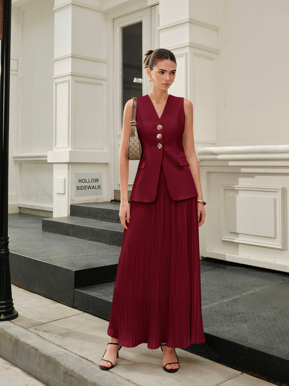 Decor Pockets Tailored Vest for Versatile Styling Options