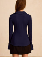 Orbit Button-front Shirt with Flared Sleeve and Elegant Tailoring