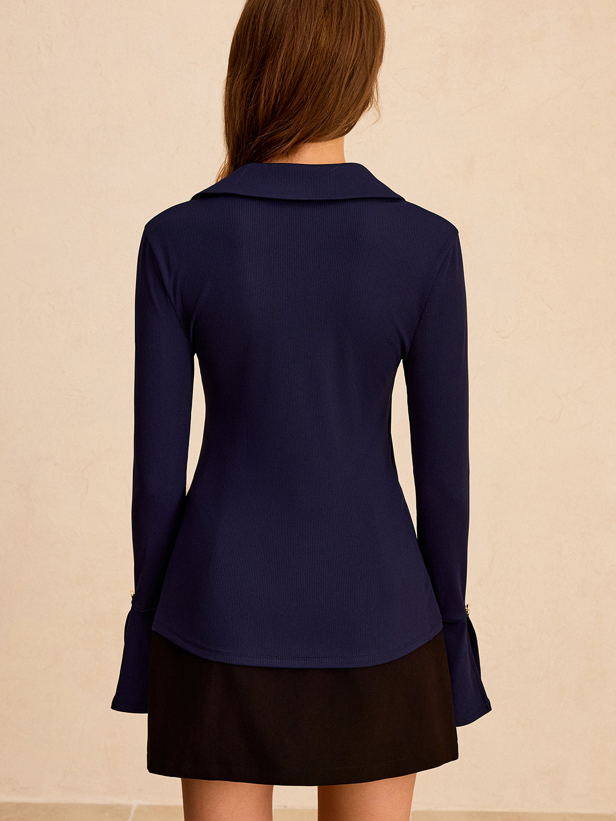 Orbit Button-front Shirt with Flared Sleeve and Elegant Tailoring