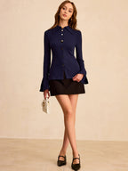 Orbit Button-front Shirt with Flared Sleeve and Elegant Tailoring