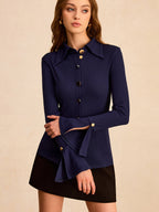 Orbit Button-front Shirt with Flared Sleeve and Elegant Tailoring
