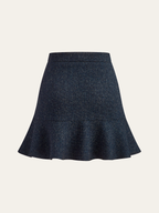 Metal Detail Ruffled Hem Mini Skirt with Elastic Waistband