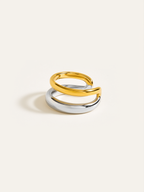 Two-Tone Layered Geometric Ring in Minimalist Style
