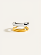 Two-Tone Layered Geometric Ring in Minimalist Style