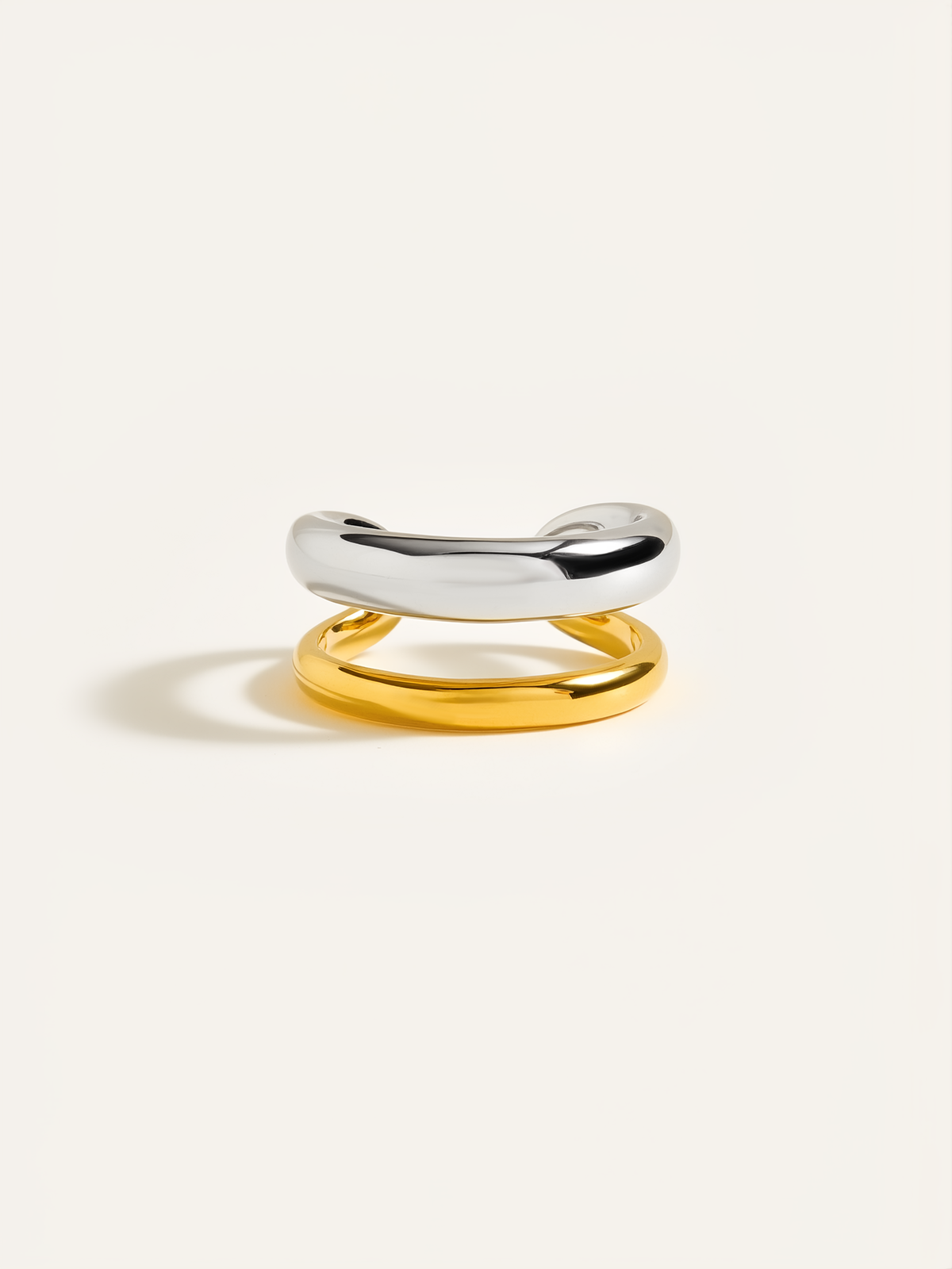 Two-Tone Layered Geometric Ring in Minimalist Style