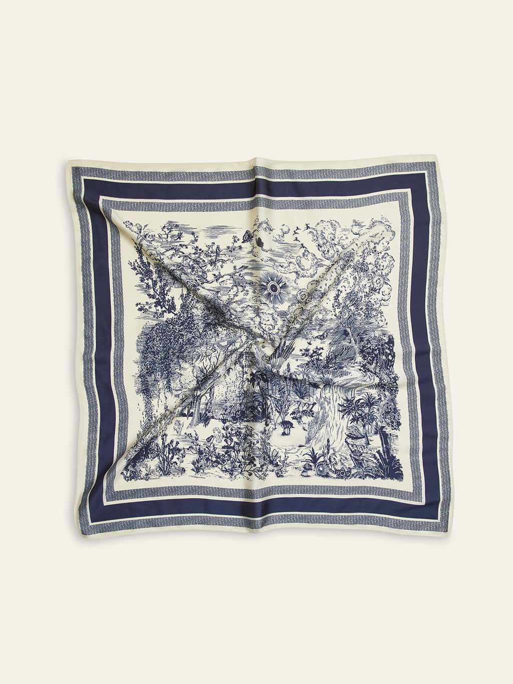 Landscape Print Square Scarf Versatile Fashion Accessory Silk Feel