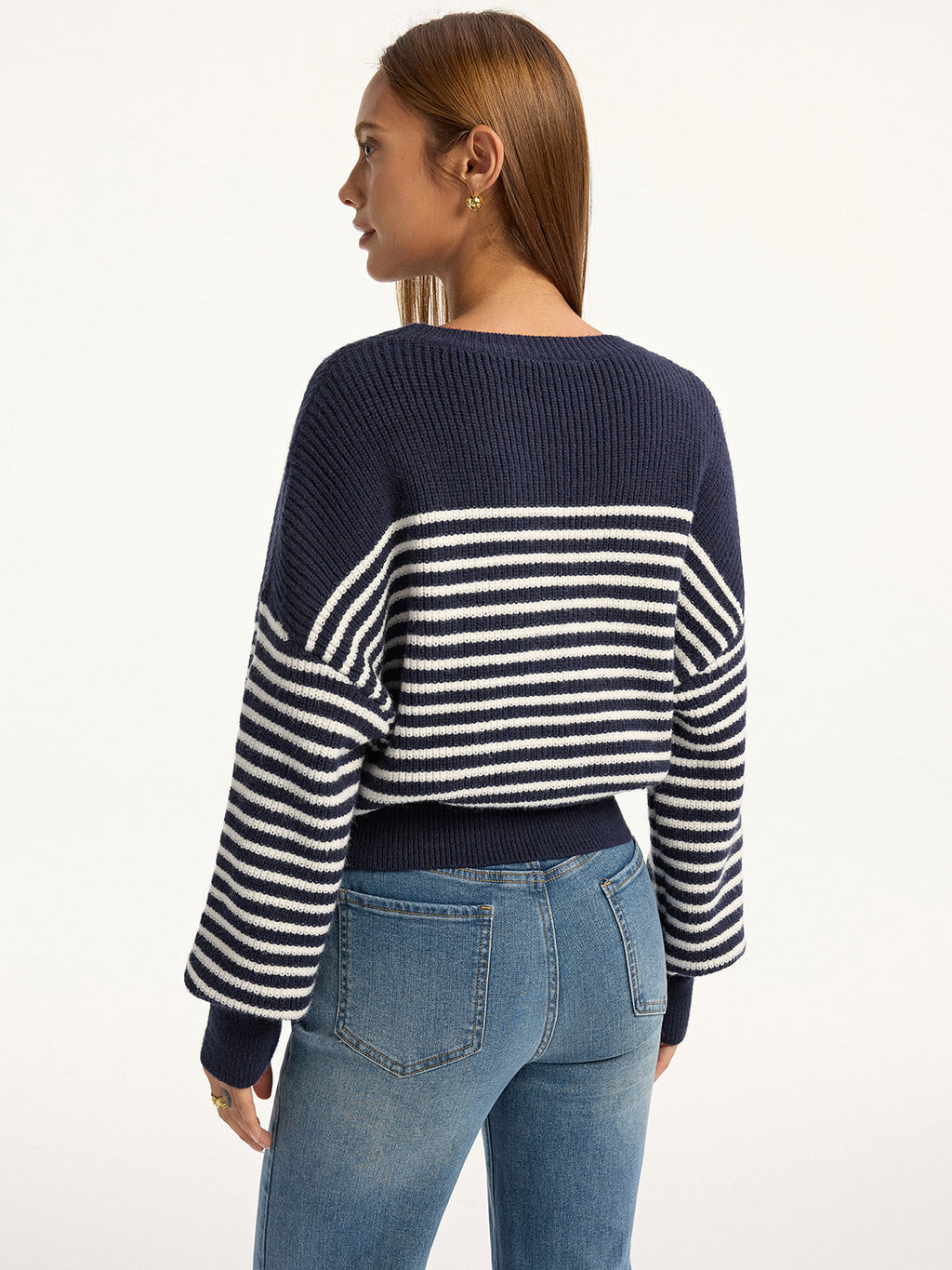 Stripped Ribbed Sweater Comfy Casual Fit Pullover