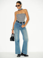 Striped Reversible Halter Neck Top for Women Casual Summer Wear