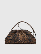 Leopard Print Ruched Cloud Bag Trendy Women's Shoulder Accessory
