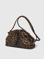 Leopard Print Ruched Cloud Bag Trendy Women's Shoulder Accessory