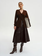 Wool-Blend V-Neck Button-Down Cardigan Cozy Lightweight Sweater