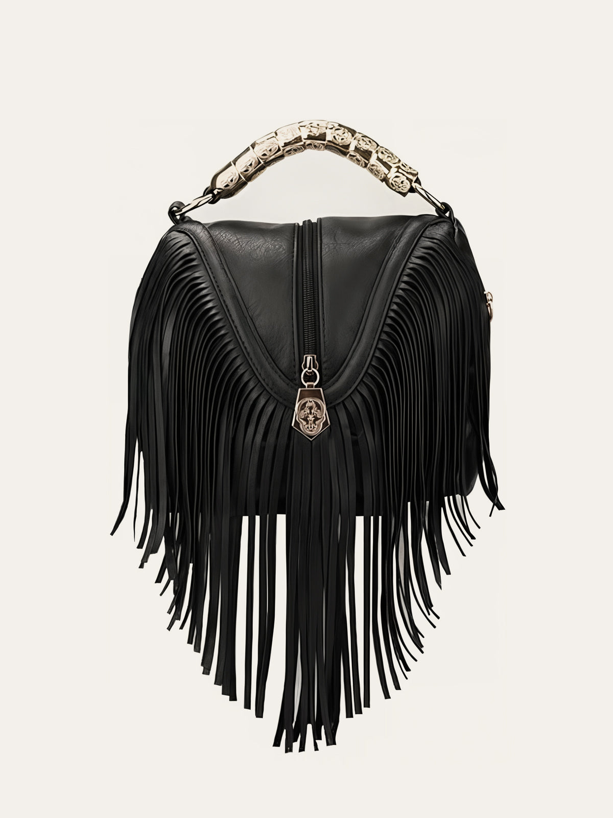 Fringe Handle Handbag with Stylish Boho Design