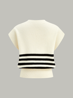 Cropped Stripe Sweater Vest for Women Casual Spring Wear