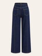 Mid-Waist Wide-Leg Button Front Jeans with Classic Denim Style