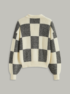 Checkered Wool Blend Polo Knit Top for Casual Wear