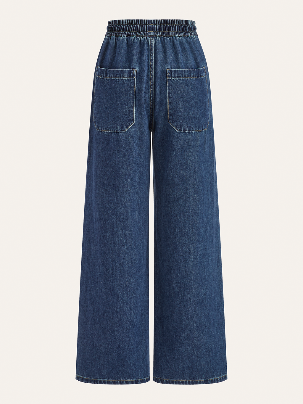 Denim Drawstring Waist Wide-Leg Pants for Women Casual Comfort