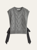 Dual-Sided Bow Cable-Knit Vest for Women, Comfortable Layering Piece