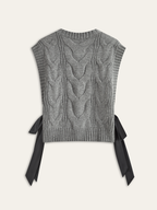 Dual-Sided Bow Cable-Knit Vest for Women, Comfortable Layering Piece