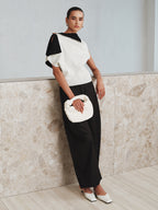 Asymmetric Color-Block Knit Top for Women Casual Wear