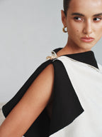 Asymmetric Color-Block Knit Top for Women Casual Wear