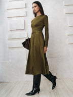 Soft Suede Effect A-Line Midi Skirt with Pockets and High Waist