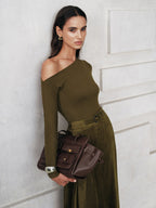 One-Shoulder Long Sleeve Blouse Elegant Women's Evening Top