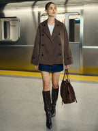 Double-Breasted Trench Coat with Belted Waist Detail