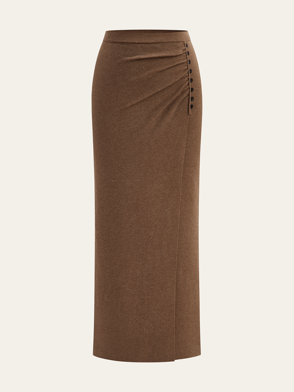 Ruched Side Button Wool Blend Sweater Skirt - Elegant Winter Fashion Essentials