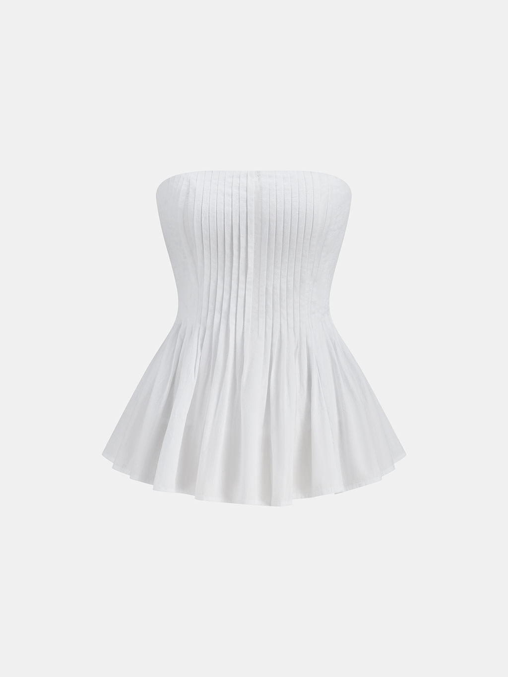 Cotton Pleated Strapless Peplum Top for Women Summer Fashion